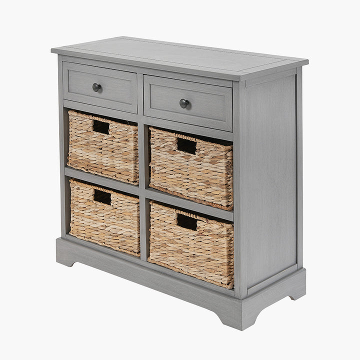 Devonshire Grey Pine Wood 2 Drawer 4 Basket Unit