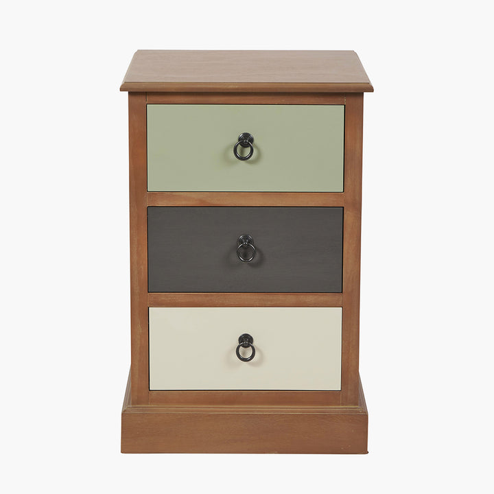 Loft Sage Multicoloured Pine Wood 3 Drawer Unit