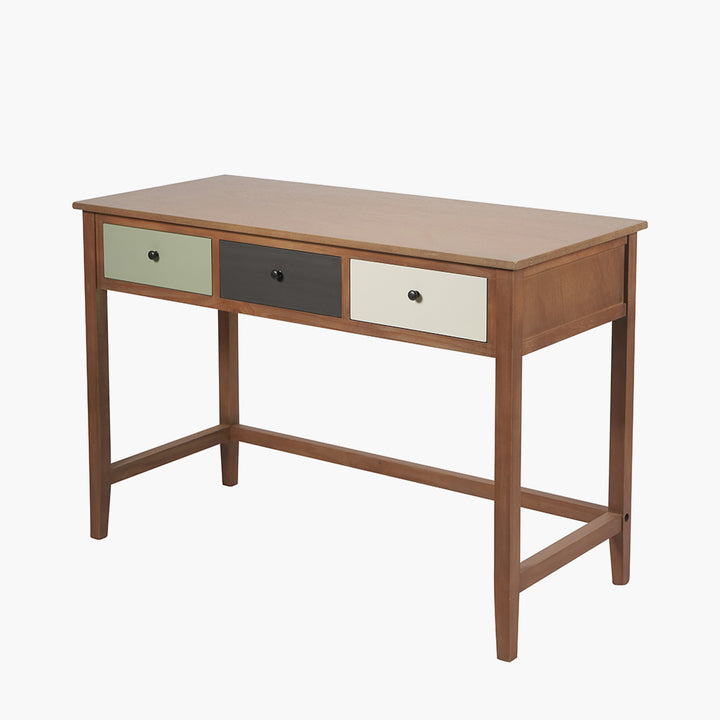 Loft Sage Multicoloured Pine Wood 3 Drawer Desk