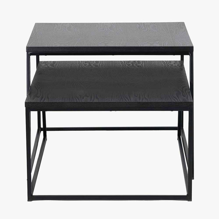 Mashiko S/2 Black Ash Veneer and Black Metal Coffee Tables