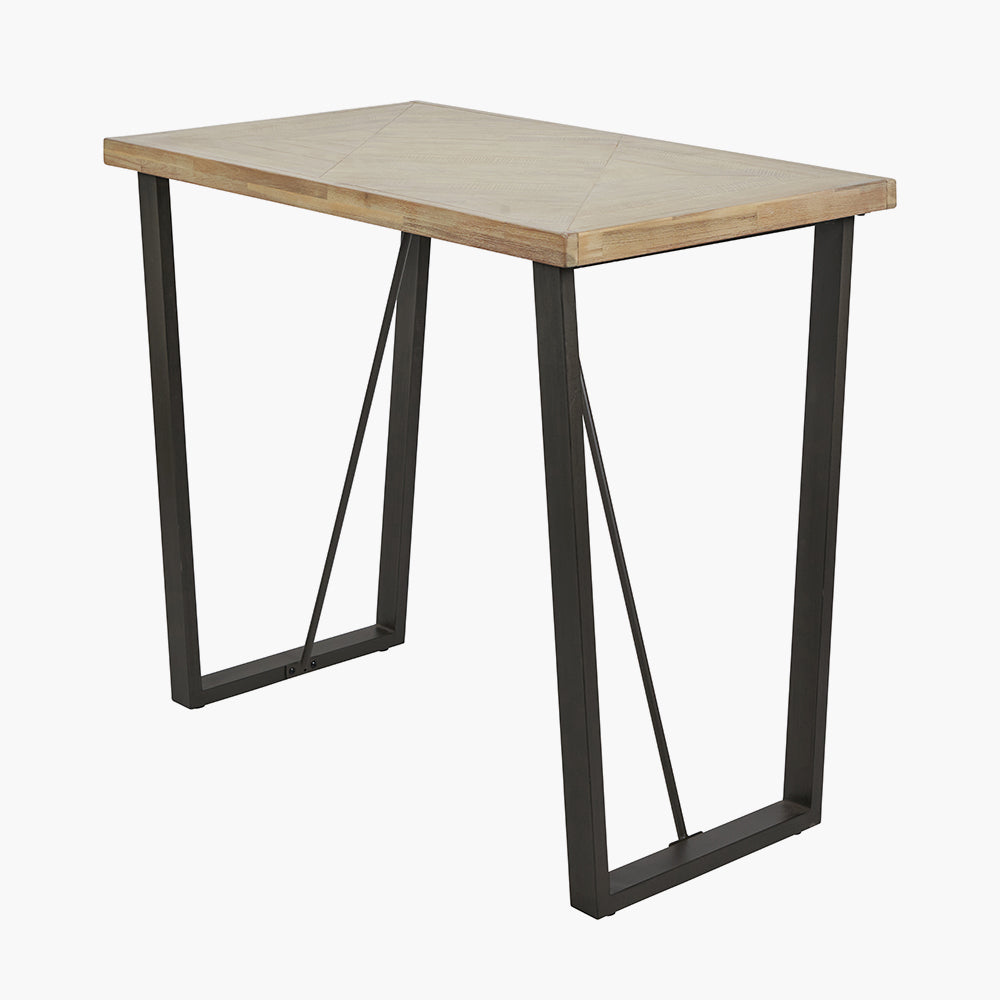 Marca Sand Wash Acacia Wood and Black Metal Bar Table