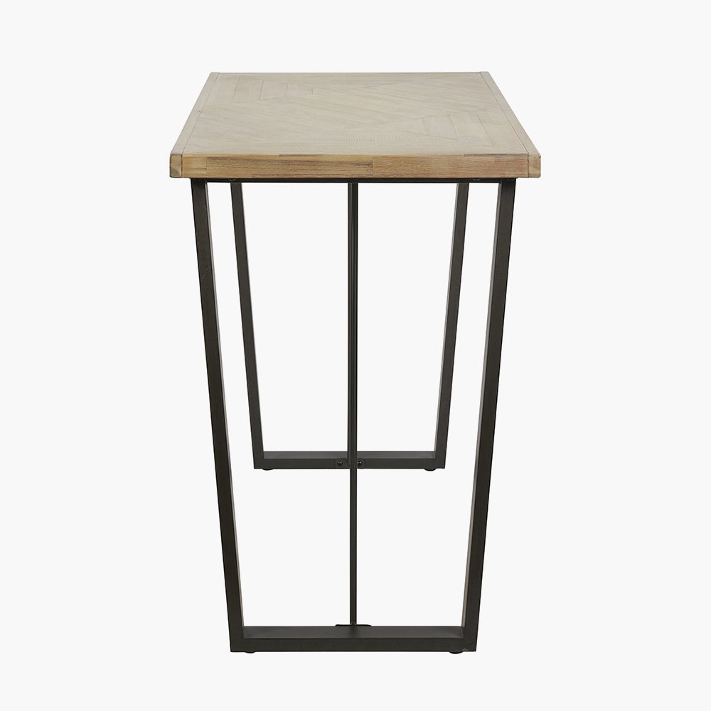 Marca Sand Wash Acacia Wood and Black Metal Bar Table