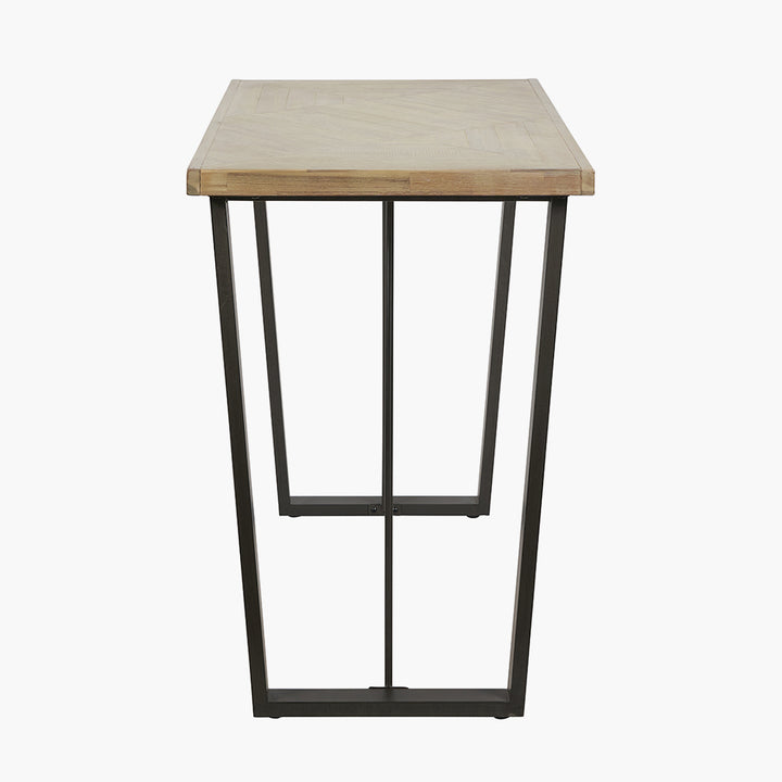 Marca Sand Wash Acacia Wood and Black Metal Bar Table