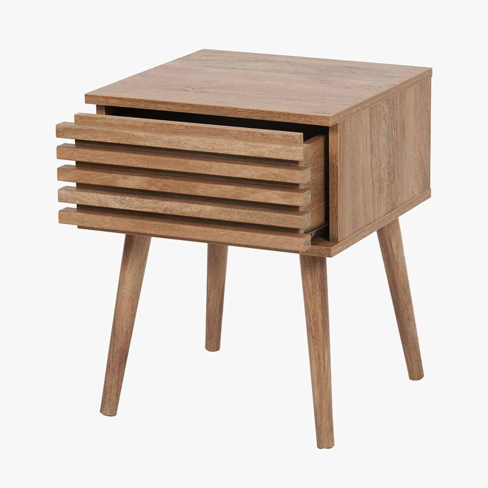 Larvik Natural Eucalyptus Wood 1 Drawer Bedside Table