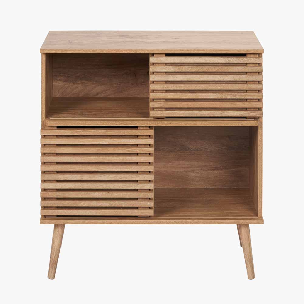 Larvik Natural Eucalyptus Wood 2 Door 2 Shelf Unit