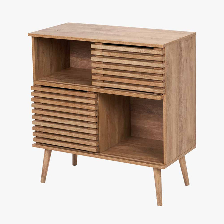 Larvik Natural Eucalyptus Wood 2 Door 2 Shelf Unit