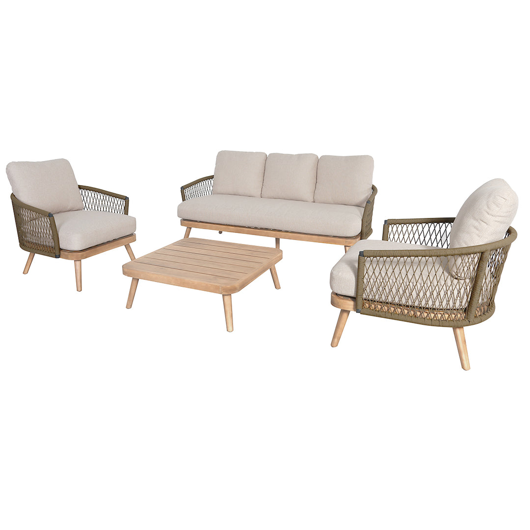 Maze -  Bali Rope Weave 3 Seat Sofa Set with Large Square Coffee Table