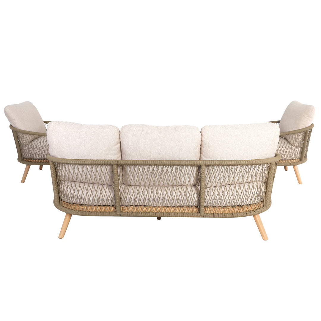 Maze -  Bali Rope Weave 3 Seat Sofa Set with Large Square Coffee Table