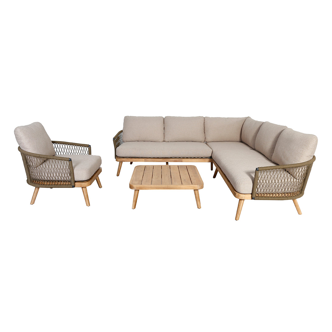 Maze -  Bali Rope Weave Corner Sofa Set with Lounge Chair