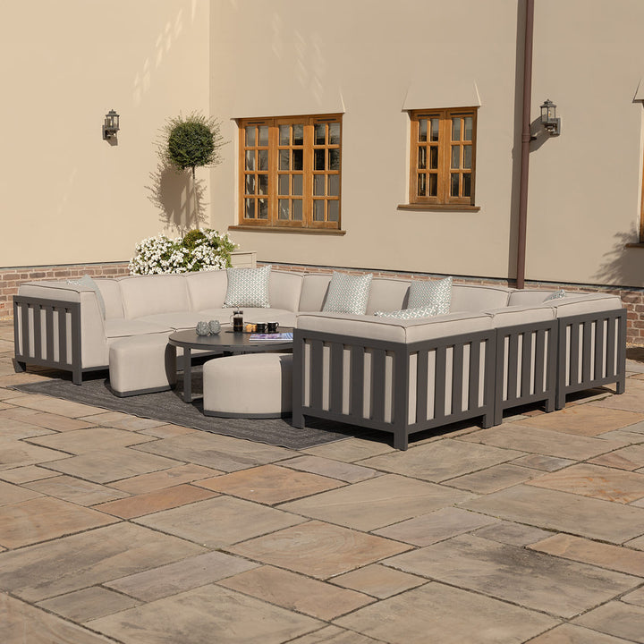 Maze -  Outdoor Fabric Ibiza U Shape Sofa Set with Round Coffee Table