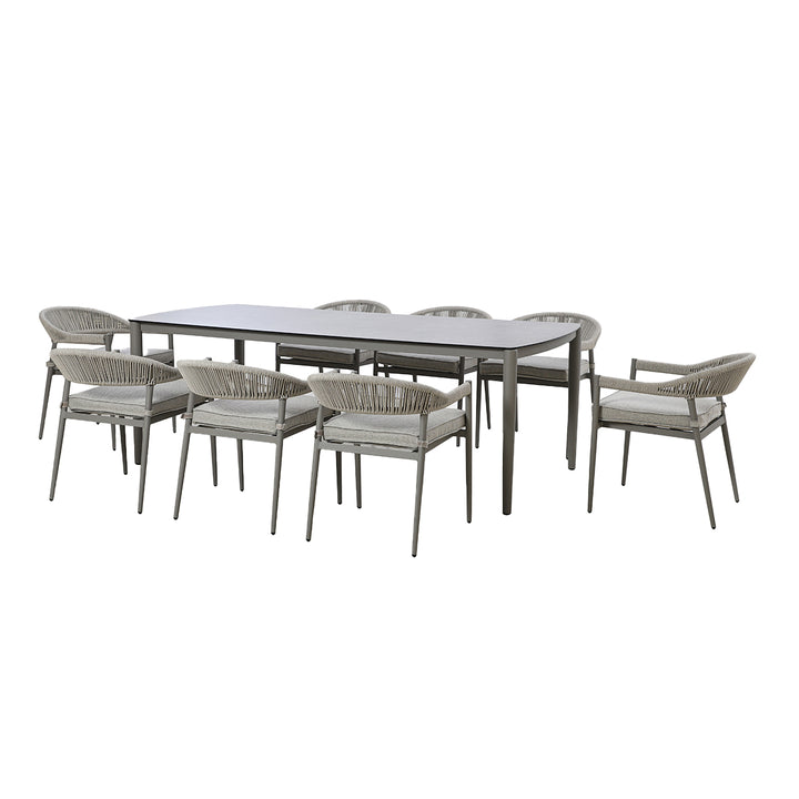 Maze -  Florence Rope Weave 8 Seat Rectangular Dining Set