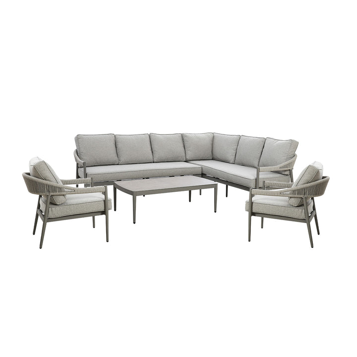 Maze -  Florence Rope Weave Large Corner Sofa Set with Rectangular Coffee Table & 2 Armchairs