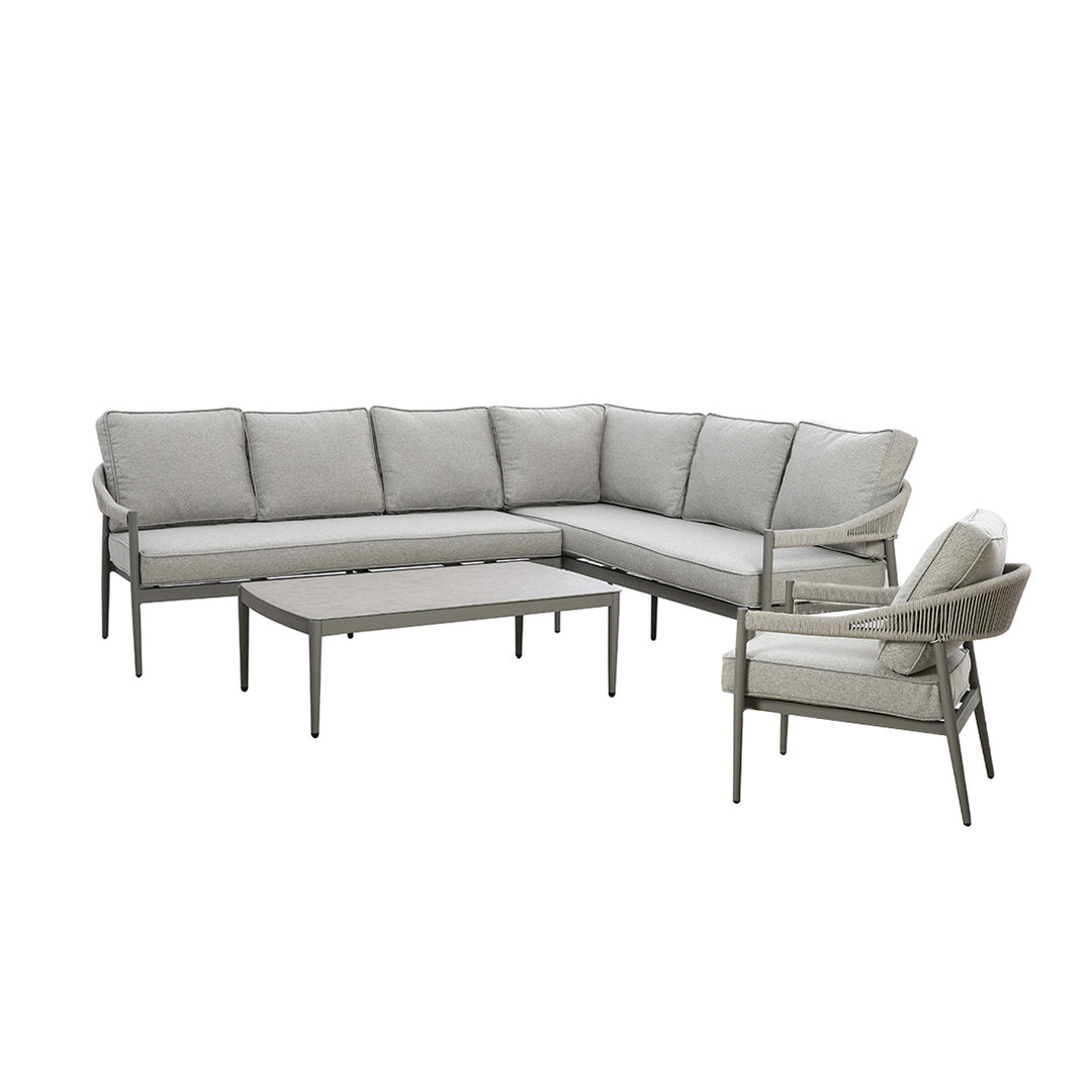 Maze -  Florence Rope Weave Large Corner Sofa Set with Rectangular Coffee Table & Armchair