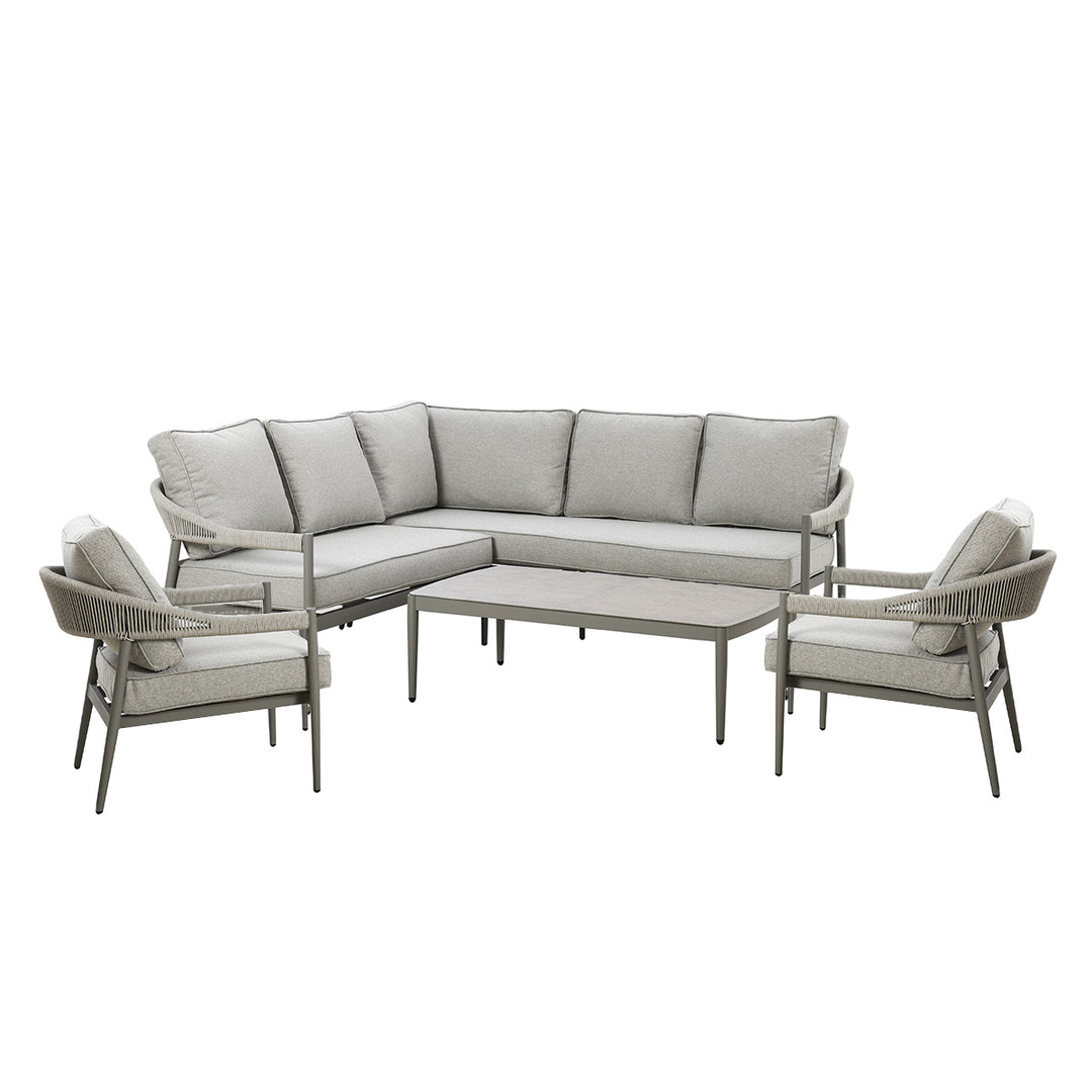 Maze -  Florence Rope Weave Small Corner Sofa Set with Rectangular Coffee Table & 2 Armchairs