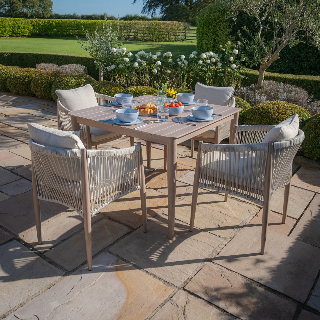 Maze -  Havana Rope Weave 4 Seat Square Dining Set