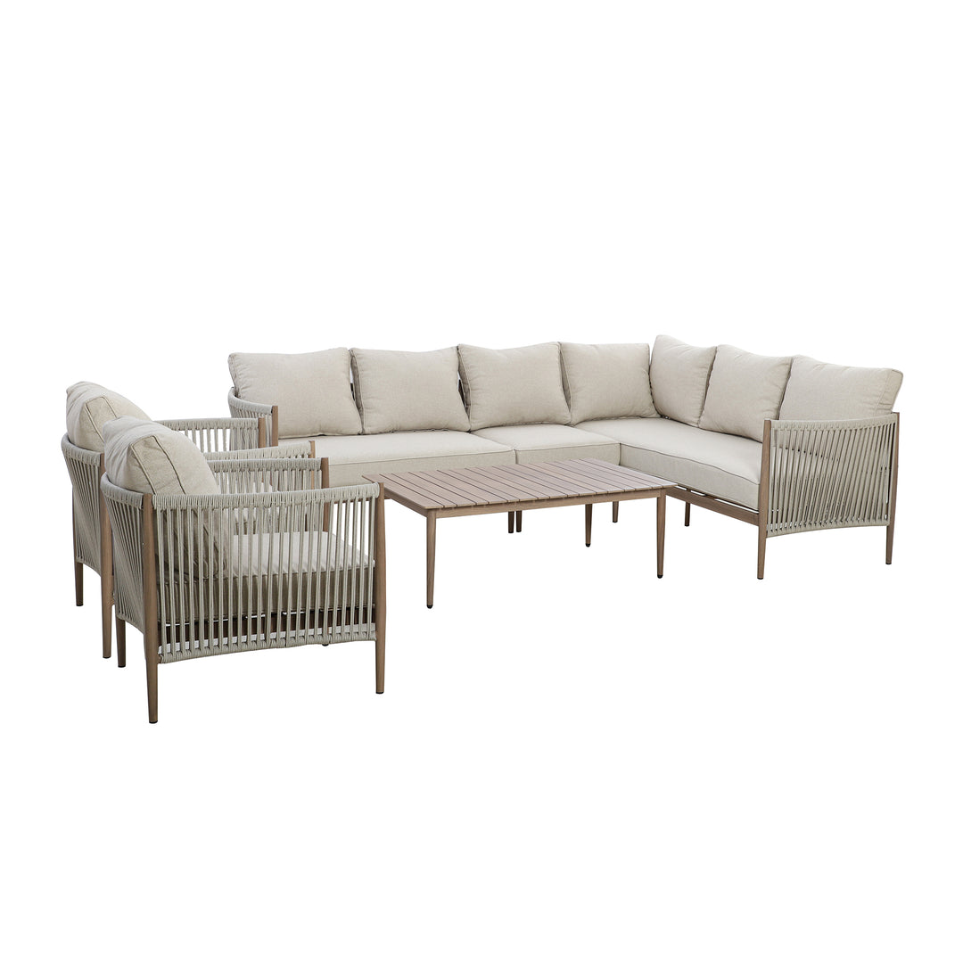 Maze -  Havana Rope Weave Large Corner Sofa Set with Rectangular Coffee Table & 2 Armchairs