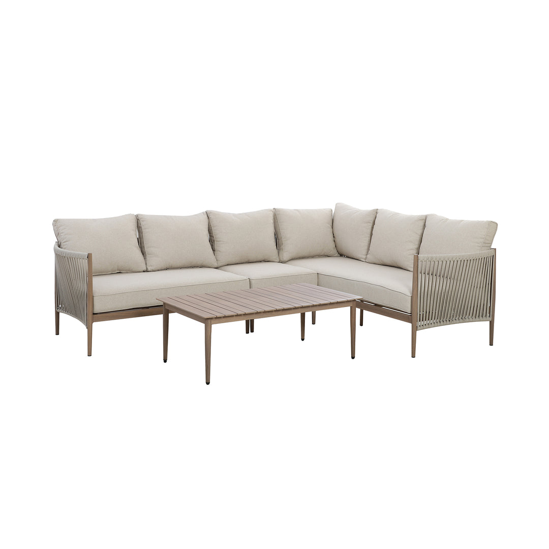 Maze -  Havana Rope Weave Large Corner Sofa Set with Rectangular Coffee Table