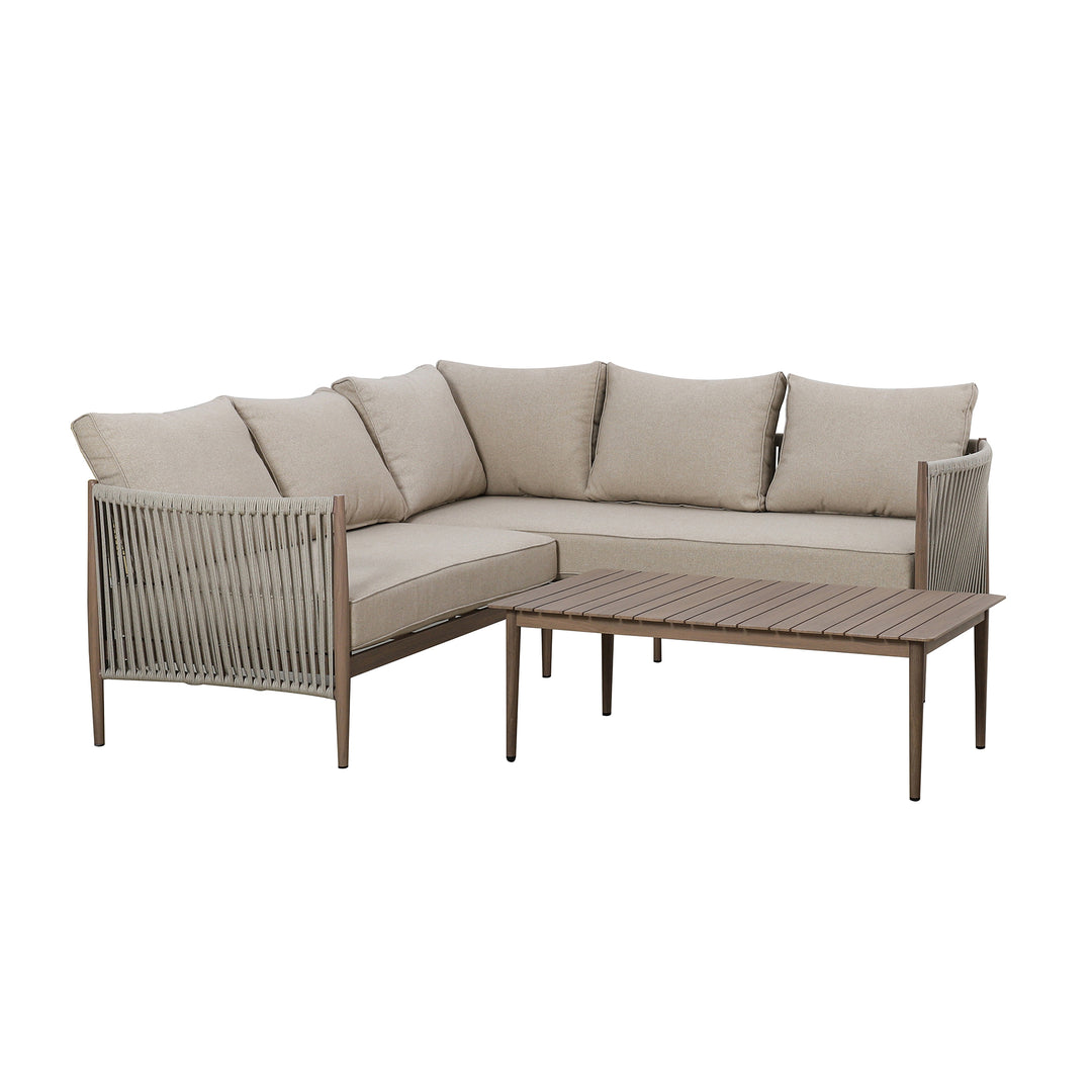 Maze -  Havana Rope Weave Small Corner Sofa Set with Rectangular Coffee Table