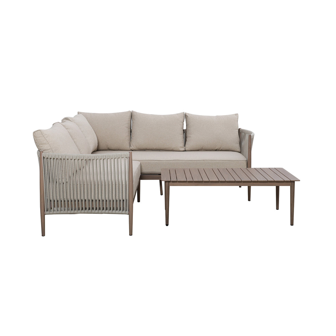 Maze -  Havana Rope Weave Small Corner Sofa Set with Rectangular Coffee Table