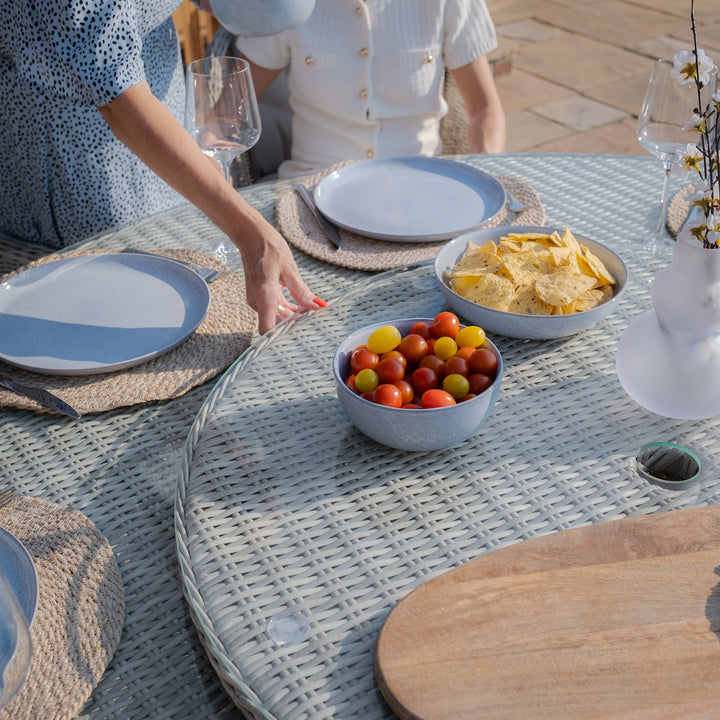 Maze -  Oxford 8 Seat Round Dining Set with Heritage Dining Chairs & Woven Lazy Susan