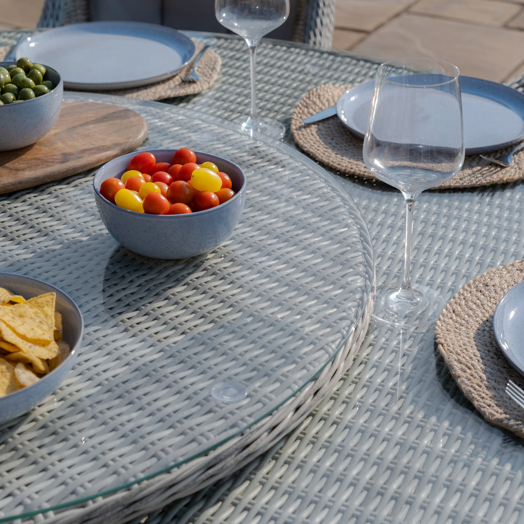 Maze -  Oxford 8 Seat Round Dining Set with Heritage Dining Chairs & Woven Lazy Susan