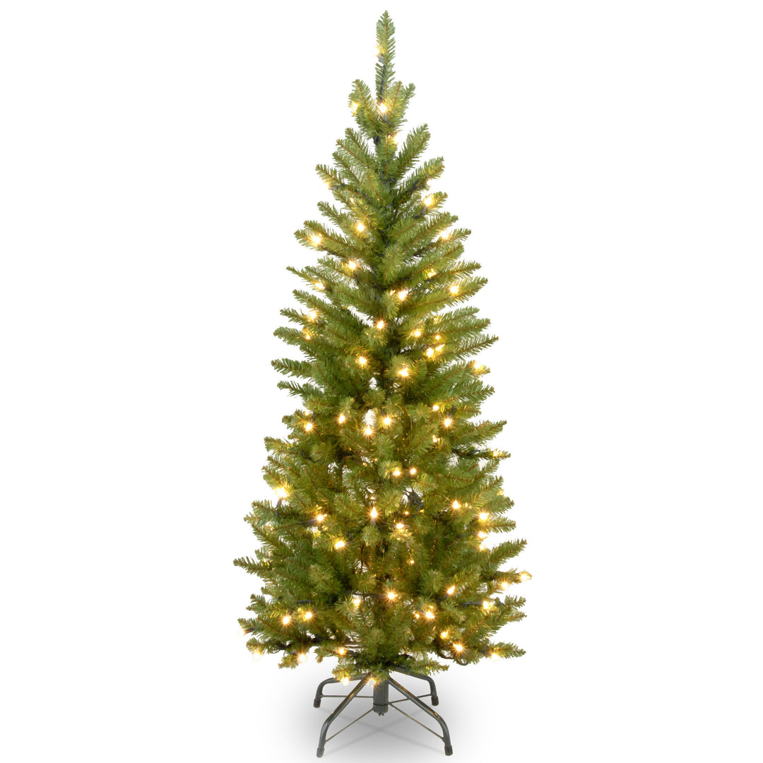 7.5' Kingswood Fir Pencil Tree 350 Warm White LED Lights Hinged Tree