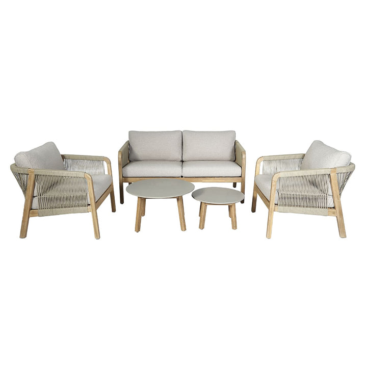 Maze -  Martinique Rope Weave 2 Seat Sofa Set with 2 Lounge Armchairs & 2 Round Coffee Tables