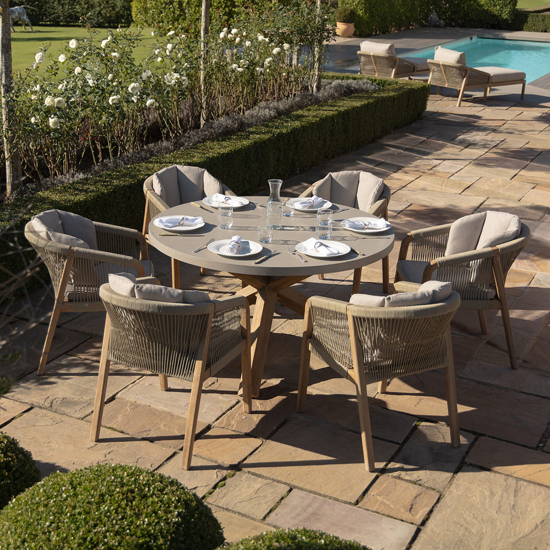 Maze -  Martinique Rope Weave 6 Seat Round Dining Set