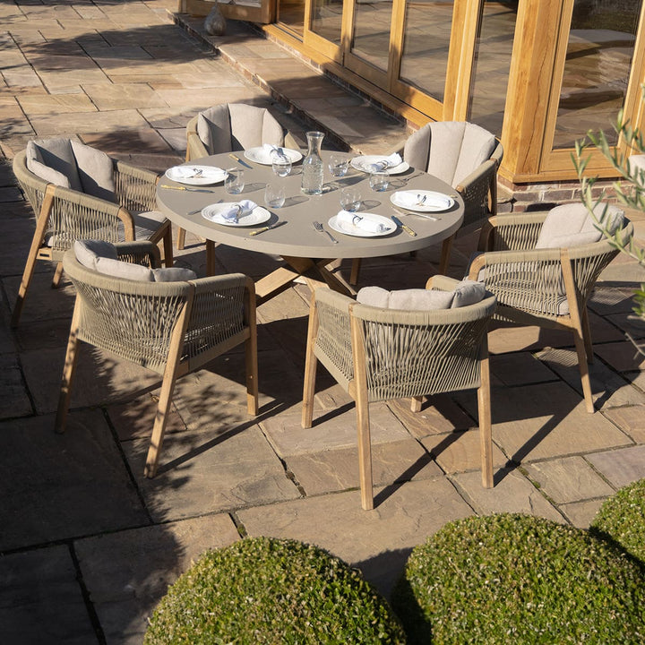 Maze -  Martinique Rope Weave 6 Seat Round Dining Set