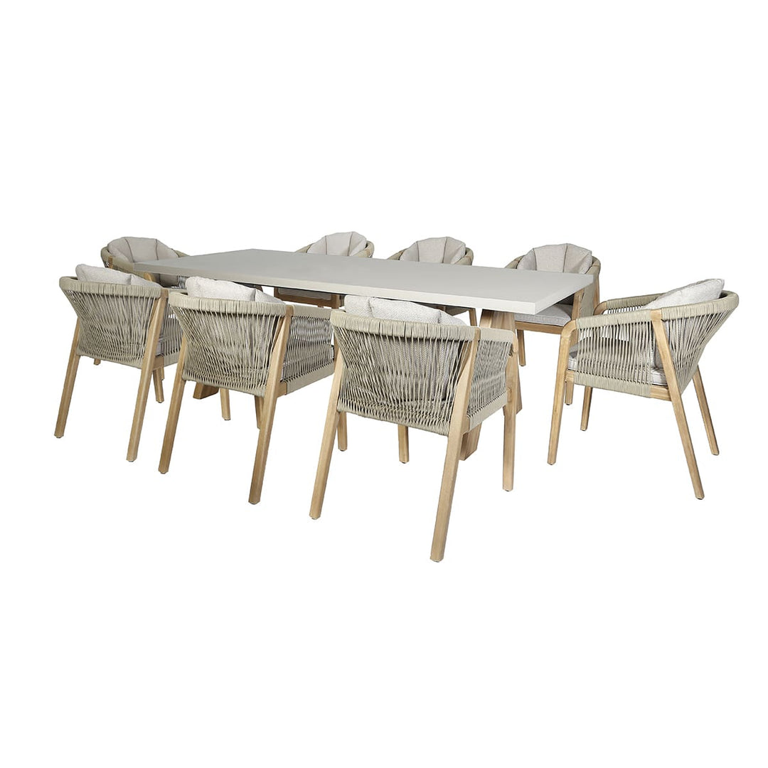 Maze -  Martinique Rope Weave 8 Seat Rectangular Dining Set