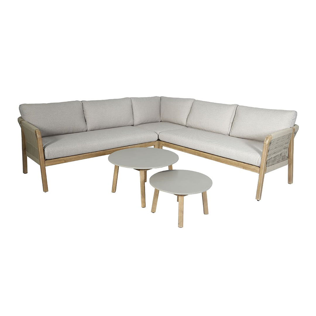 Maze -  Martinique Rope Weave Corner Sofa Set with 2 Round Coffee Tables