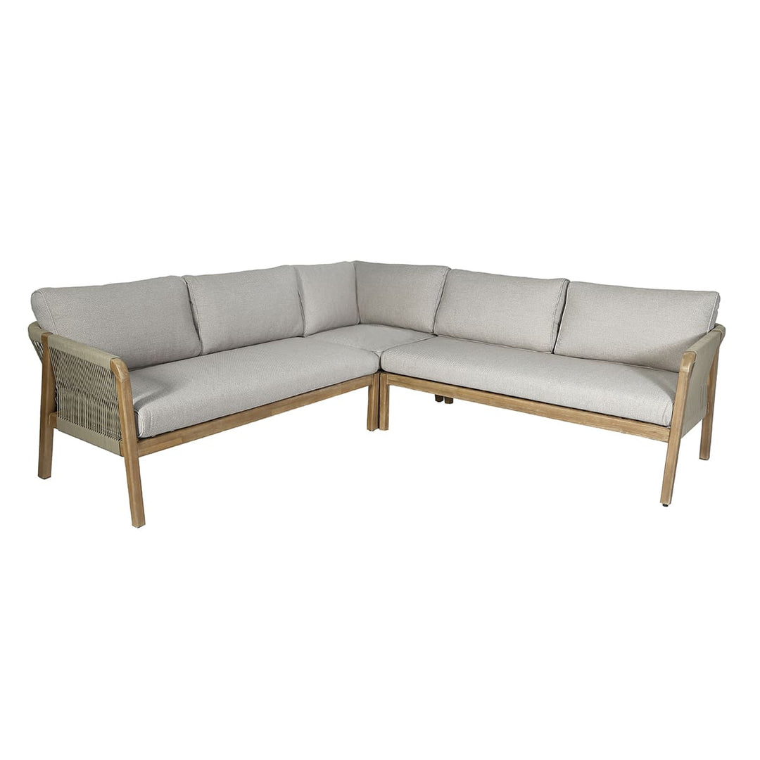 Maze -  Martinique Rope Weave Corner Sofa Set with 2 Round Coffee Tables