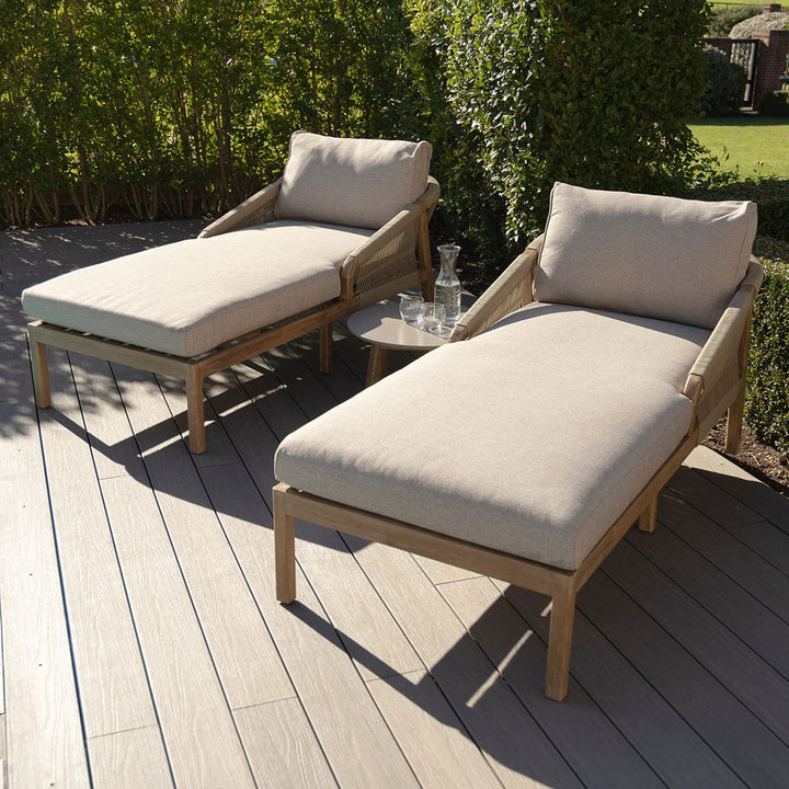 Maze -  Martinique Rope Weave Double Sunlounger Set with Round Coffee Table