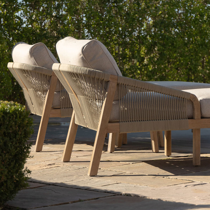 Maze -  Martinique Rope Weave Double Sunlounger Set with Round Coffee Table