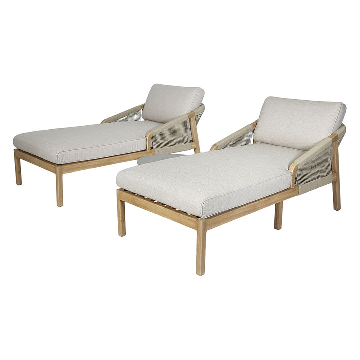 Maze -  Martinique Rope Weave Double Sunlounger Set with Round Coffee Table