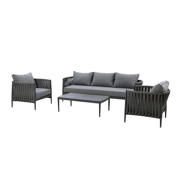 Maze -  Milan Rope Weave 3 Seat Sofa Set with Rectangular Coffee Table