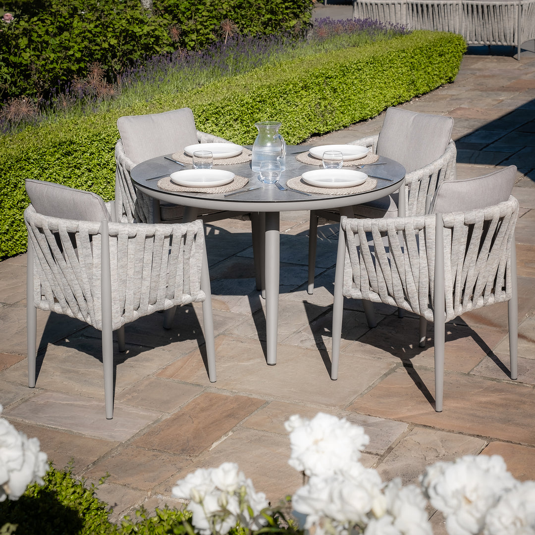 Maze -  Milan Rope Weave 4 Seat Round Dining Set with Lazy Susan