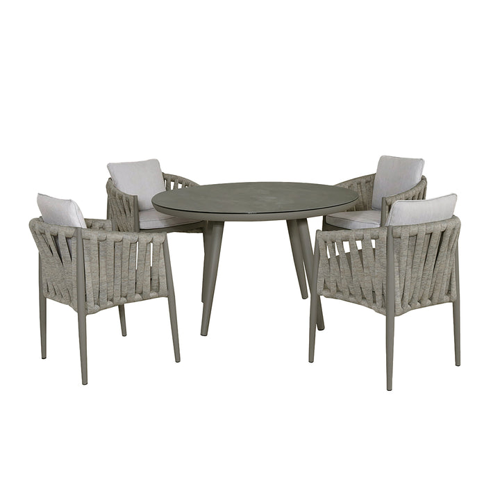 Maze -  Milan Rope Weave 4 Seat Round Dining Set with Lazy Susan