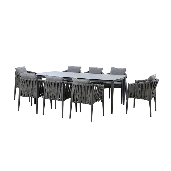 Maze -  Milan Rope Weave 8 Seat Rectangular Dining Set