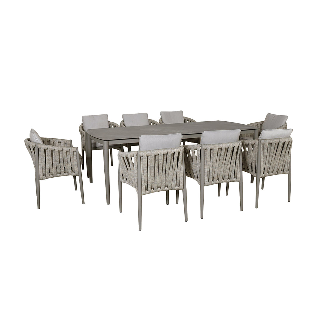 Maze -  Milan Rope Weave 8 Seat Rectangular Dining Set