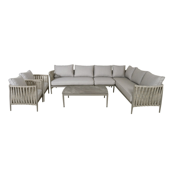 Maze -  Milan Rope Weave Large Corner with Rectangular Coffee Table & 2 Armchairs