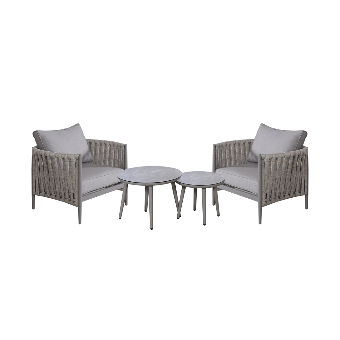 Maze -  Milan Rope Weave Lounge Set with 2 Round Coffee Tables