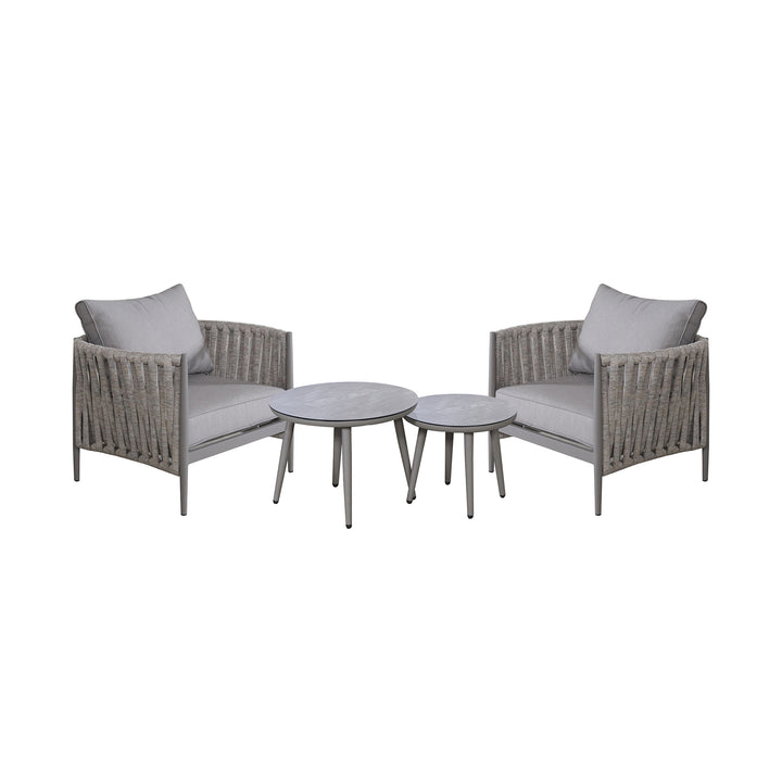 Maze -  Milan Rope Weave Lounge Set with 2 Round Coffee Tables