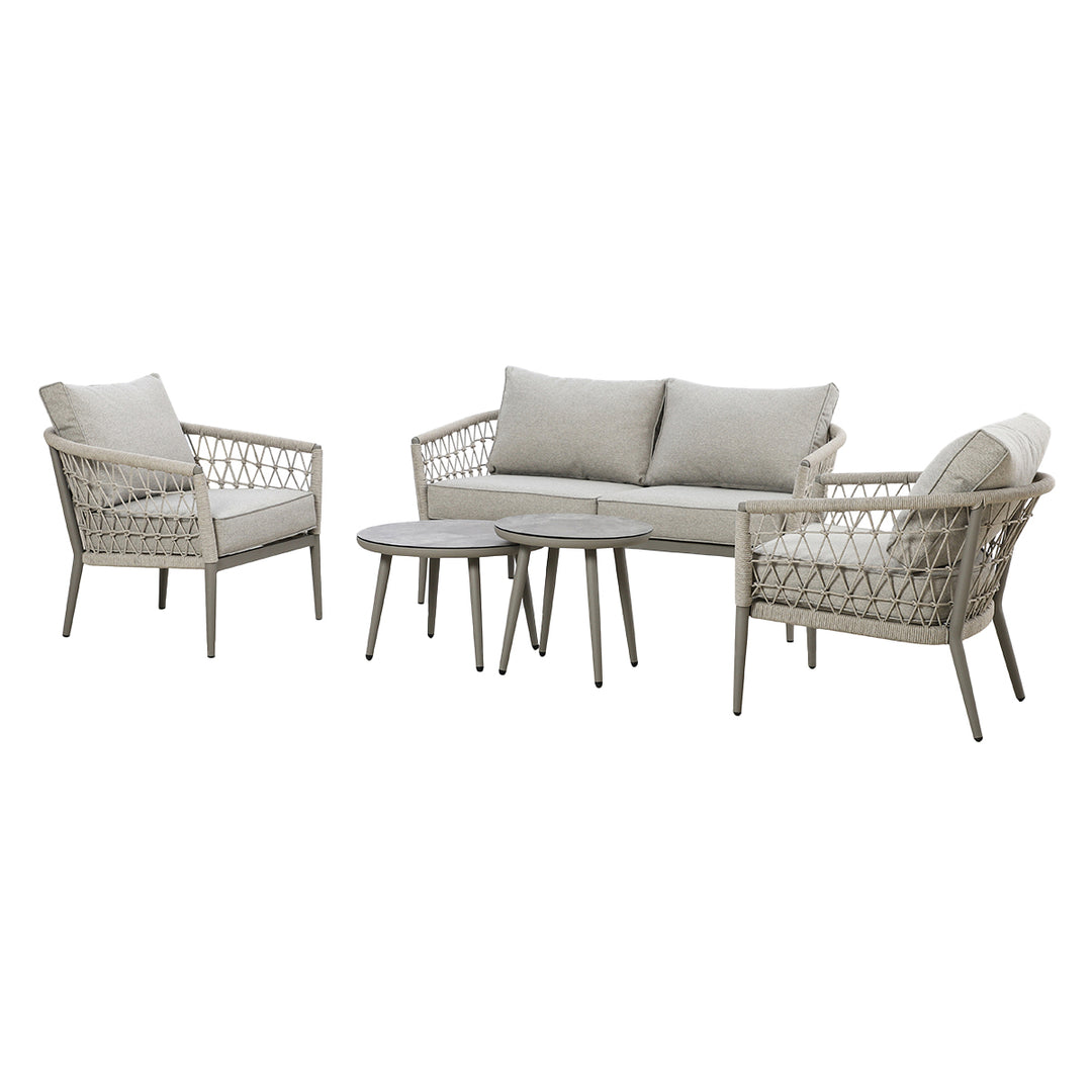 Maze -  Monaco Rope Weave 2 Seat Sofa Set with Pair of Round Coffee Tables