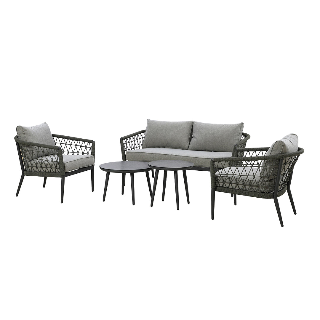 Maze -  Monaco Rope Weave 2 Seat Sofa Set with Pair of Round Coffee Tables