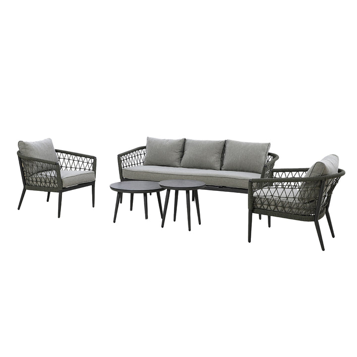 Maze -  Monaco Rope Weave 3 Seat Sofa Set with Pair of Round Coffee Tables