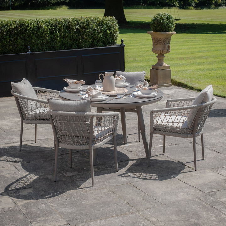 Maze -  Monaco Rope Weave 4 Seat Round Dining Set with Lazy Susan