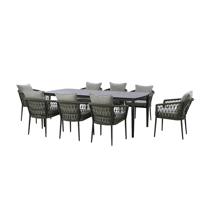 Maze -  Monaco Rope Weave 8 Seat Rectangular Dining Set