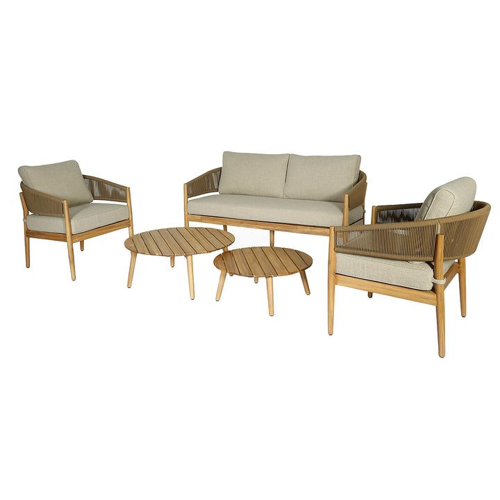 Maze -  Porto Rope Weave 2 Seat Sofa Set with Pair of Round Coffee Tables & Armchairs