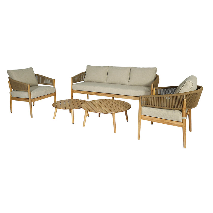 Maze -  Porto Rope Weave 3 Seat Sofa Set with Pair of Round Coffee Tables & Armchairs